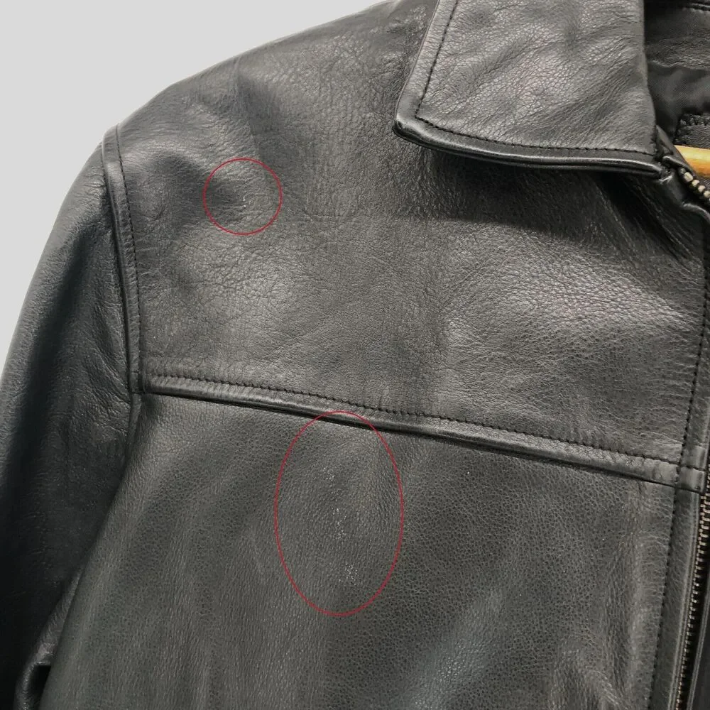 Banana Republic Black Genuine Leather Jacket Mens Large Vintage Y2K Full Zip EUC